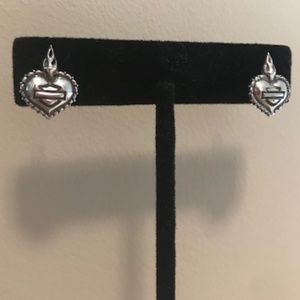 Sterling Silver Harley Davidson Heart Studs